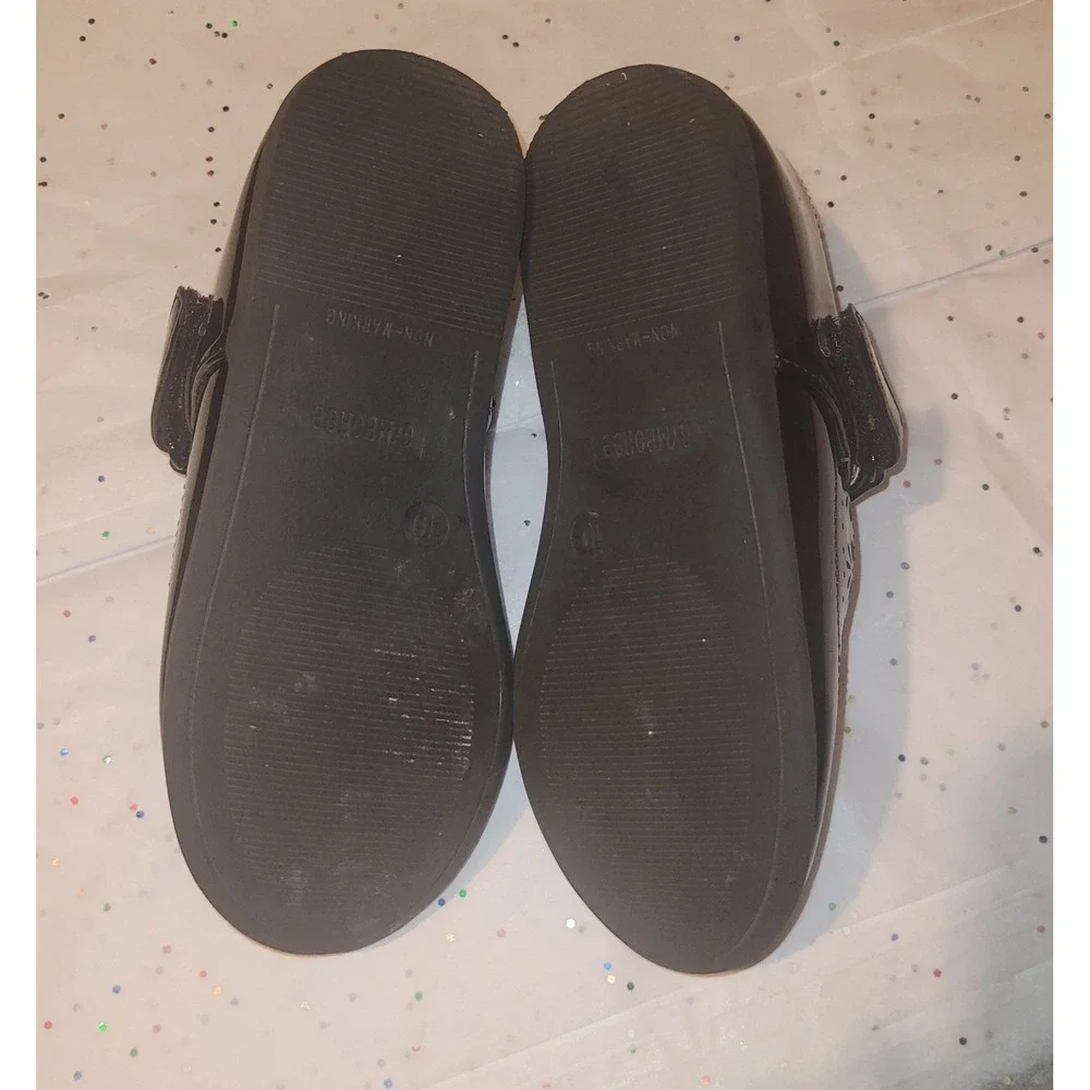 Gymboree Black‎ Patent Mary Jane Dress Shoes Girls Size 10 Flower Cutout